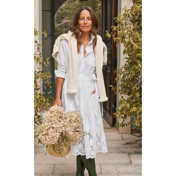 Frank & Eileen Dresses & Skirts - FRANK & EILEEN Sz L Large Embroidered Eyelet Grace Midi Shirt Dress